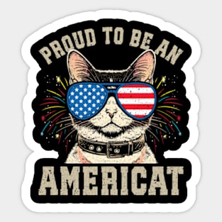 Cat US Flag Sunglasses Proud To Be An Americat Sticker